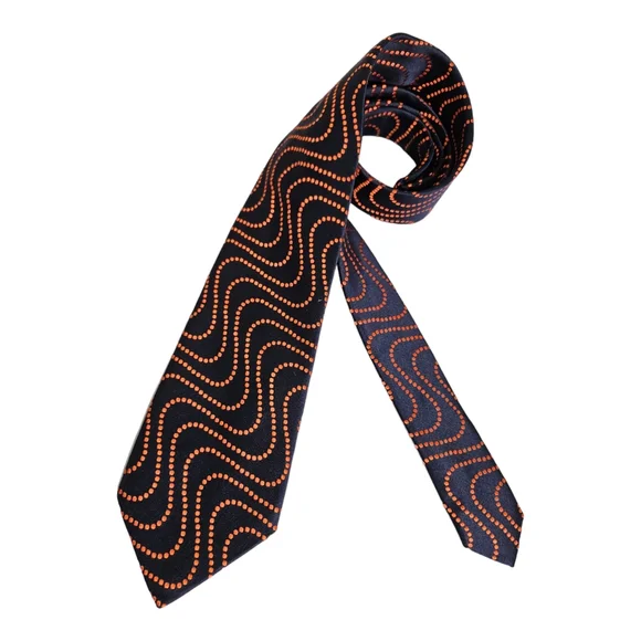 THOMAS PINK Navy Wave Polka Dot Silk DESIGNER Tie - Picture 1 of 4